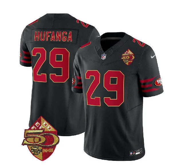 Best soccer jerseys for youth teamsMen's San Francisco 49ers #29 Talanoa Hufanga Black 2023 F.U.S.E. 50th Patch Throwback Football Stitched Jersey