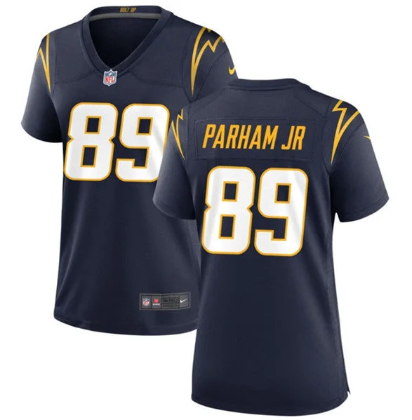 Soccer jerseys for casual wearWomen's Los Angeles Chargers #89 Donald Parham Jr Navy Football Stitched Game Jersey(Run Small)