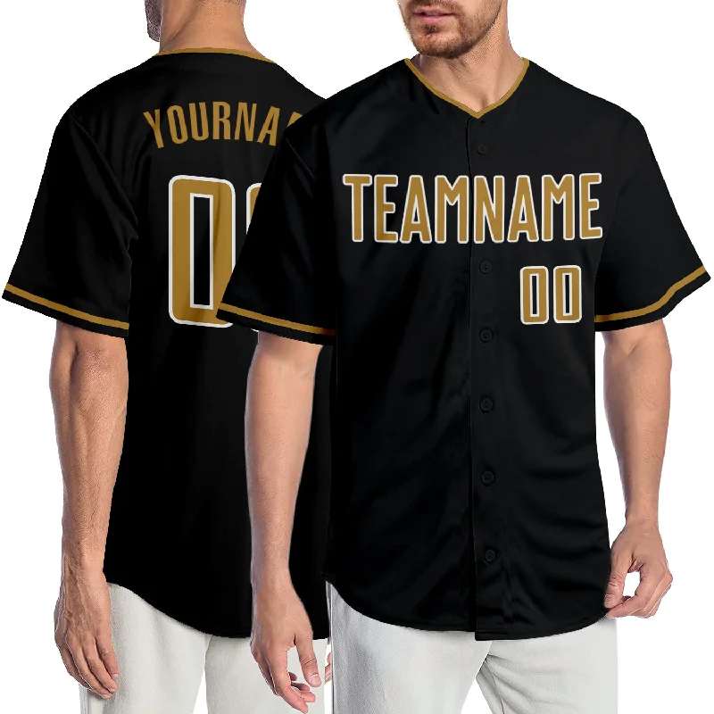 Baseball jerseys for summer leaguesCustom Black Old Gold-White Authentic Baseball Jersey