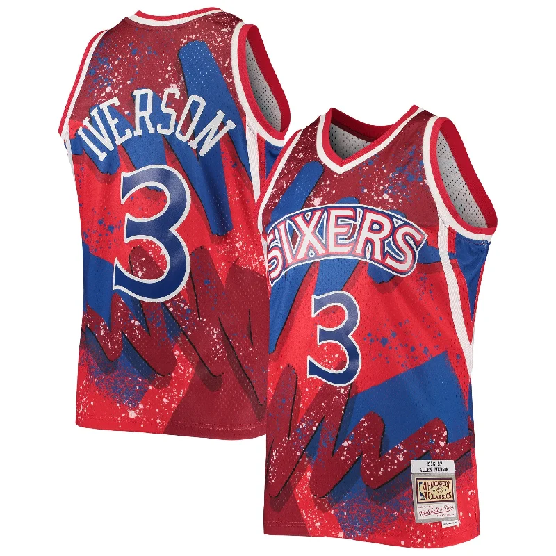 Custom-designed basketball jerseys for teamsAllen Iverson Philadelphia 76ers Hardwood Classics 1996/97 Hyper Hoops Swingman Basketball Jersey - Red