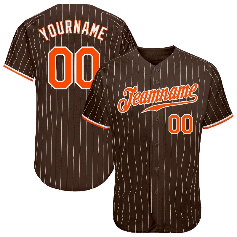 Vintage baseball jerseys for collectorsCustom Brown White Pinstripe Orange-White Authentic Baseball Jersey