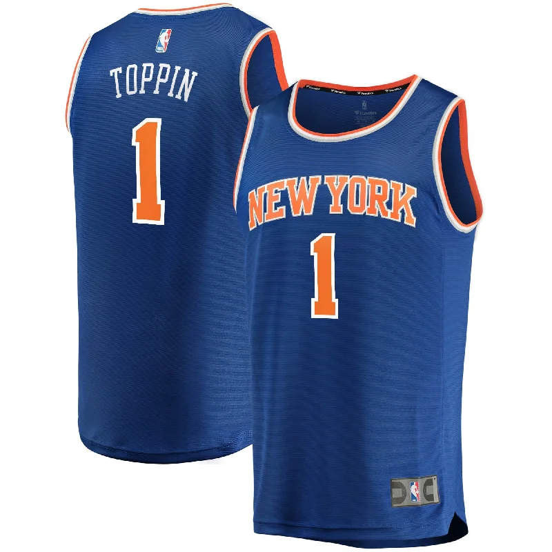 Cheap custom basketball jerseys for leaguesObi Toppin New York Knicks Branded Fast Break Basketball Jersey - Icon Edition - Blue