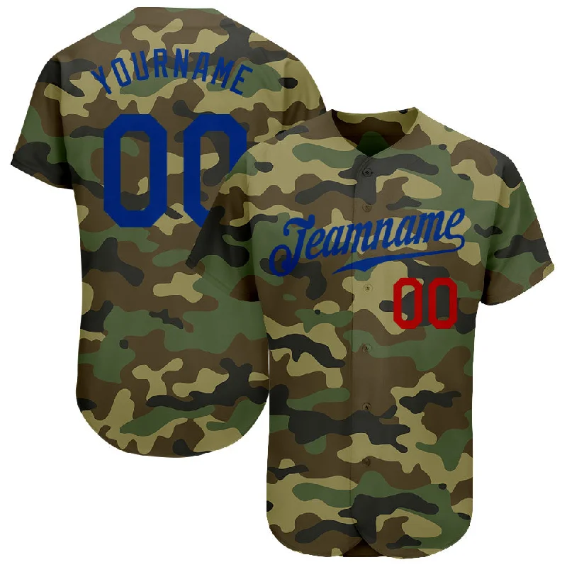 Baseball jerseys for summer leaguesCustom Camo Royal-Red Authentic Salute To Service Baseball Jersey