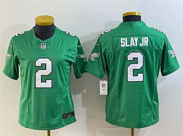 Soccer jerseys with moisture-wicking fabricWomen's Philadelphia Eagles #2 Darius Slay JR Green 2023 F.U.S.E. Football Stitched Jersey(Run Small)