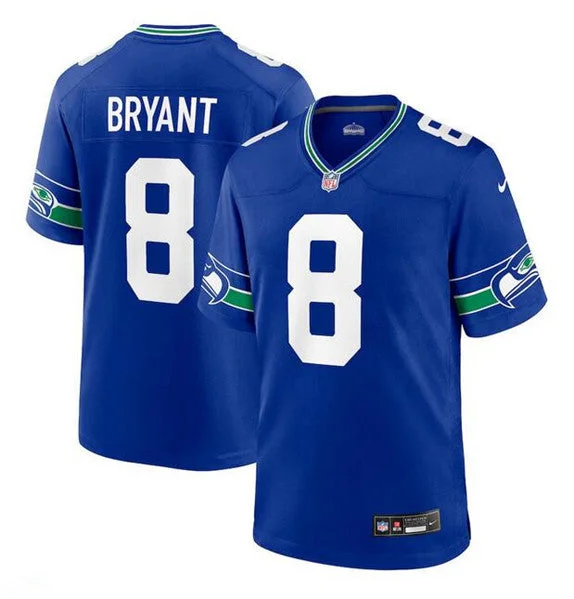 Personalized soccer jerseys for tournamentsMen's Seattle Seahawks #8 Coby Bryant Royal Throwback Player Football Stitched Game Jersey