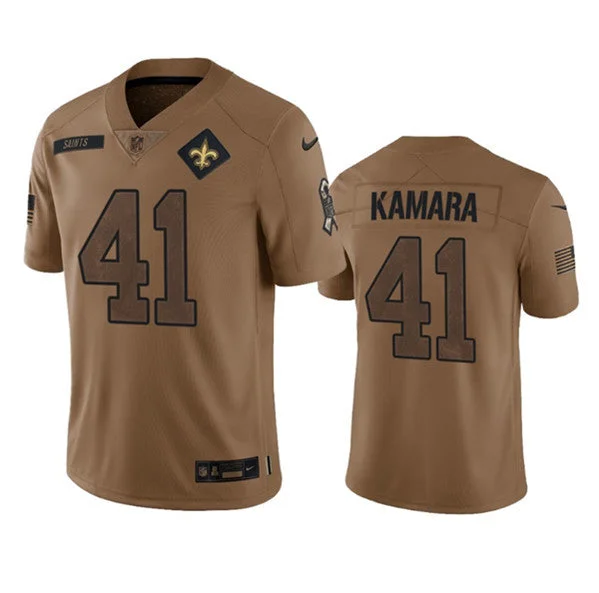 Soccer jerseys for winter leagues with long sleevesMen's New Orleans Saints #41 Alvin Kamara 2023 Brown Salute To Service Limited Football Stitched Jersey