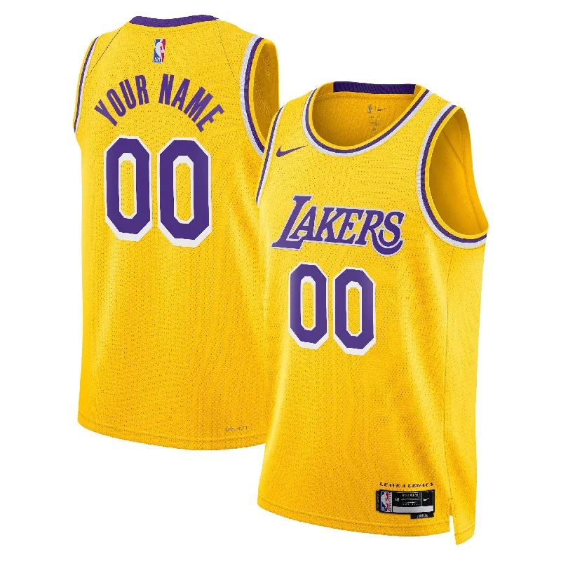 Custom basketball jerseys with team logosLos Angeles Lakers Unisex Swingman Custom Basketball Jersey Gold - Icon Edition