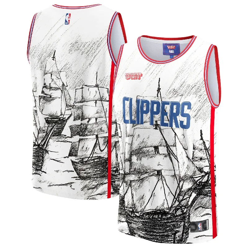 Custom basketball jerseys with contrasting colorsLa Clippers & Youthsuper Studios By Unisex Hometown Basketball Jersey - Gray