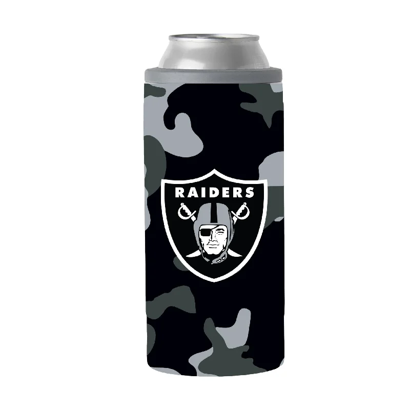 Team cups for volunteer recognitionLas Vegas Raiders Camo Swagger 12oz Slim Can Coolie