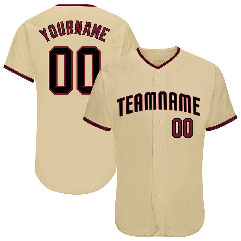 Personalized baseball jerseys for menCustom Sand Crimson-Black Authentic Baseball Jersey