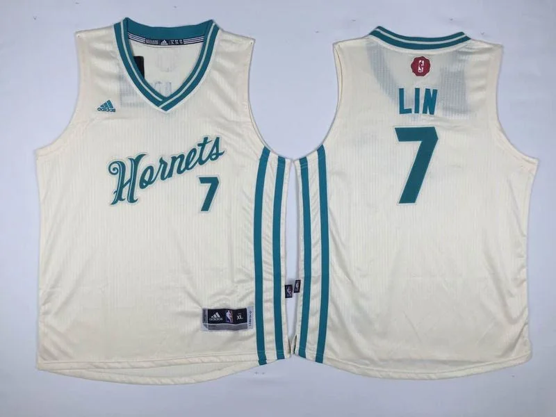 Lightweight basketball jerseys for summer gamesHornets 7 Jeremy Lin Cream 2015-16 Christmas Day Swingman Youth Basketball Jersey