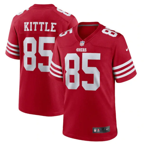 Lightweight soccer jerseys for summer playWomen's San Francisco 49ers #85 George Kittle Red Football Stitched Jersey(Run Small)