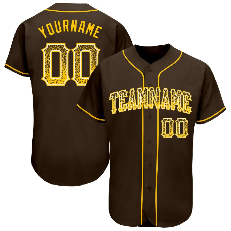 Comfortable baseball jerseys for warm weatherCustom Brown Gold-White Authentic Drift Fashion Baseball Jersey