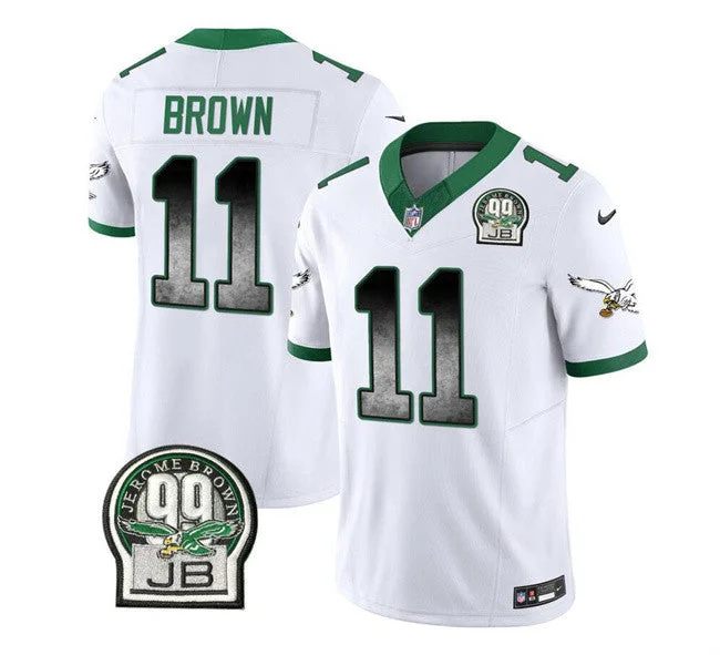 Custom-designed soccer jerseys for leaguesMen's Philadelphia Eagles #11 A. J. Brown White 2023 F.U.S.E. Throwback Vapor Untouchable Limited Football Stitched Jersey