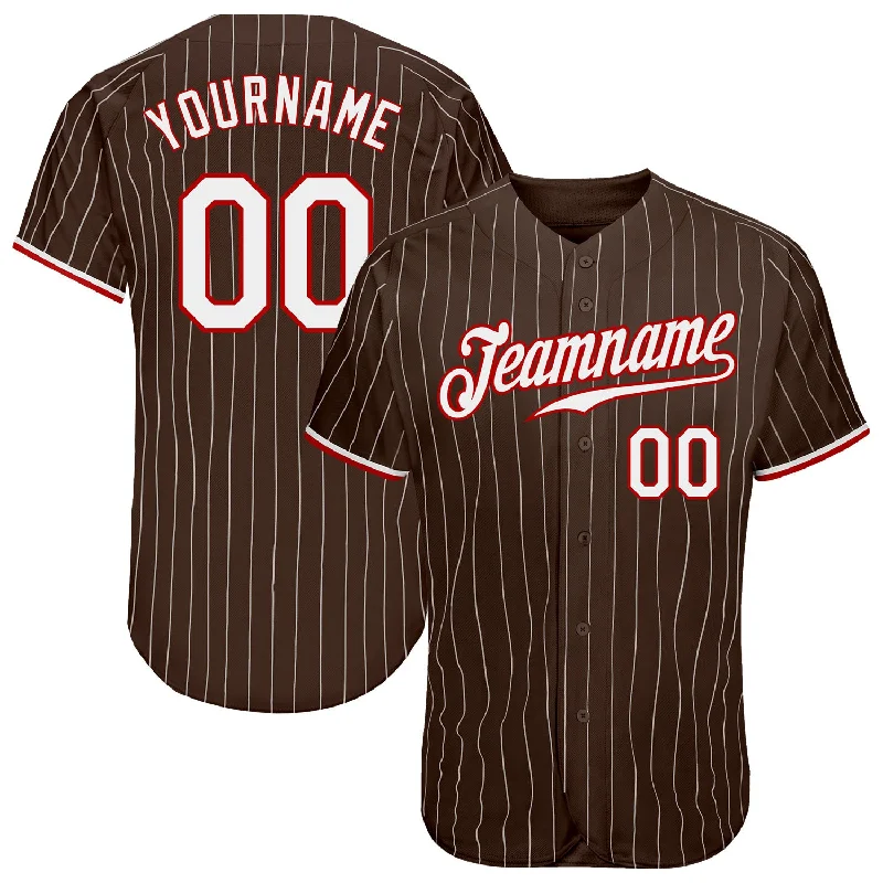 Youth baseball jerseys for boysCustom Brown White Pinstripe White-Red Authentic Baseball Jersey