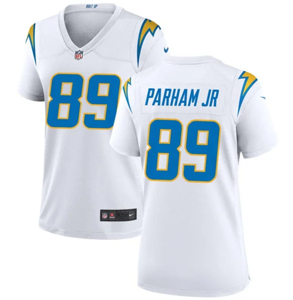 Soccer jerseys with numbers for visibilityWomen's Los Angeles Chargers #89 Donald Parham Jr White Football Stitched Game Jersey(Run Small)