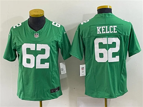 Classic soccer jerseys for retro enthusiastsWomen's Philadelphia Eagles #62 Jason Kelce Green 2023 F.U.S.E. Football Stitched Jersey(Run Small)