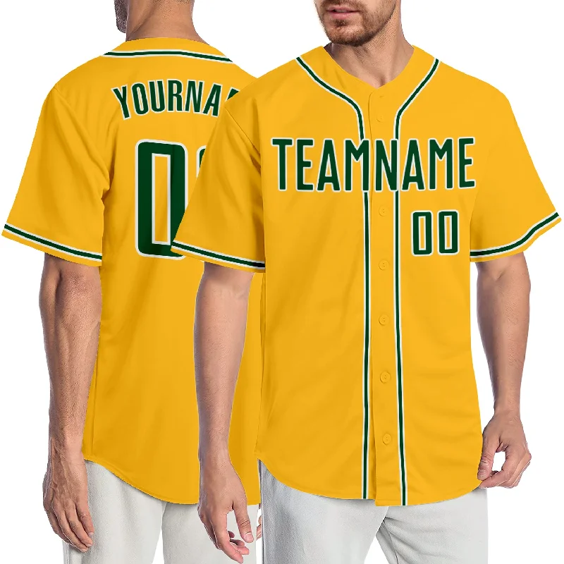 Custom baseball jerseys for teamsCustom Gold Green-White Authentic Baseball Jersey