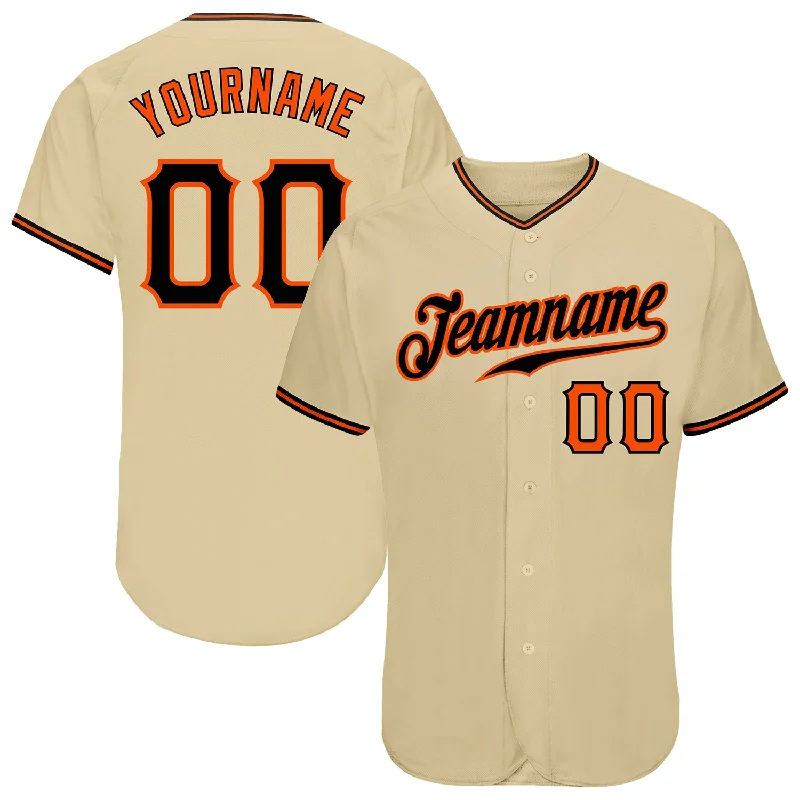 Comfortable baseball jerseys for warm weatherCustom Sand Black-Orange Authentic Baseball Jersey