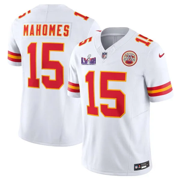 Soccer jerseys for recreational playersMen’s Kansas City Chiefs #15 Patrick Mahomes White F.U.S.E. Super Bowl LVIII Patch Vapor Untouchable Limited Football Stitched Jersey