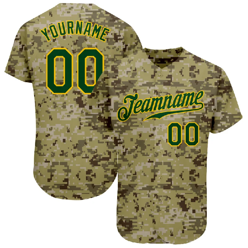 Baseball jerseys for youth athletesCustom Camo Green-Gold Authentic Salute To Service Baseball Jersey