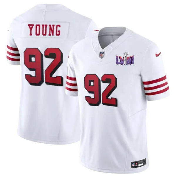 Soccer jerseys for fans with player namesMen's San Francisco 49ers #92 Chase Young White 2023 F.U.S.E. NFC West Champions Patch Alternate Football Stitched Jersey