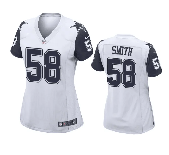 Soccer jerseys with breathable mesh fabricWomen's Dallas Cowboys #58 Mazi Smith White Stitched Football Game Jersey(Run Small)