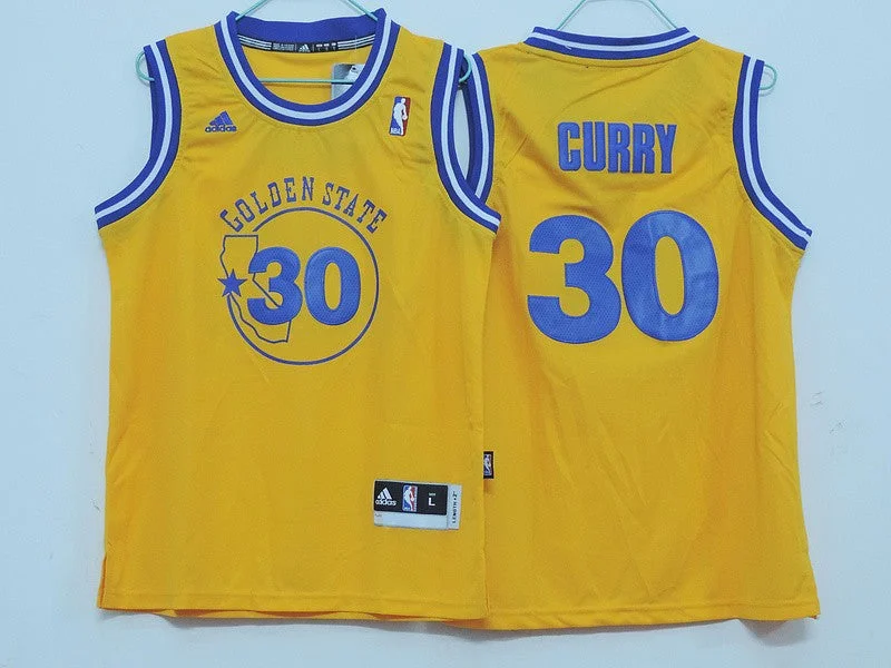 High-performance basketball jerseys for athletesWarriors 30 Curry Yellow New Revolution 30 Youth Basketball Jersey