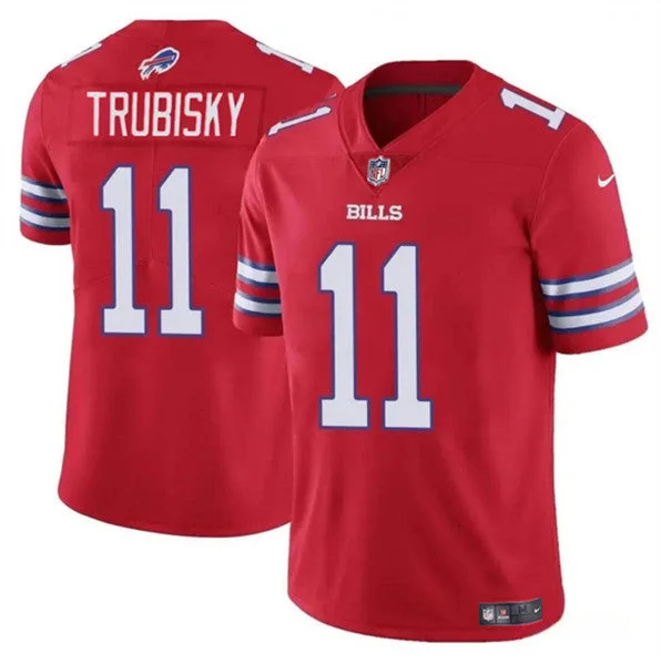 Custom soccer jerseys with embroidered patchesMen's Buffalo Bills #11 Mitch Trubisky Red Vapor Untouchable Limited Football Stitched Jersey