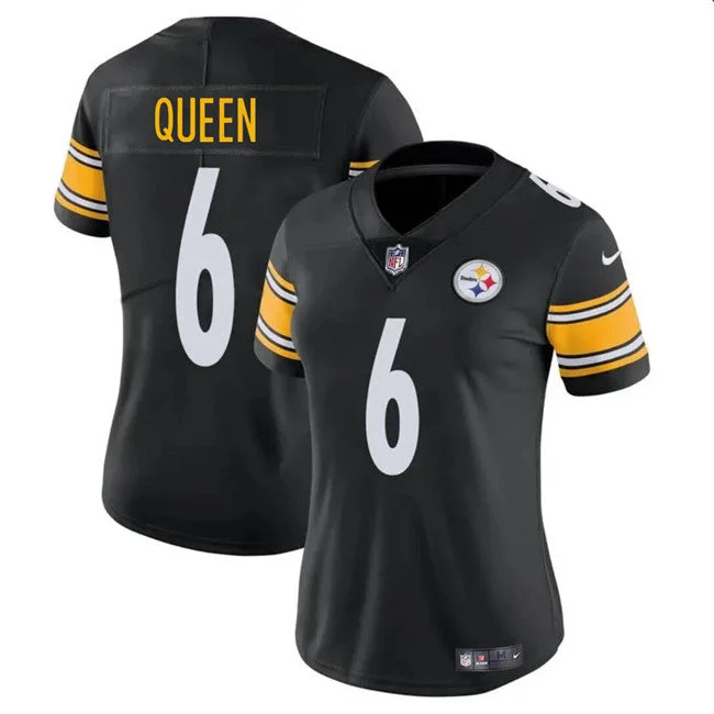 Personalized soccer jerseys with name and numberWomen's Pittsburgh Steelers #6 Patrick Queen Black Vapor Football Stitched Jersey(Run Small)