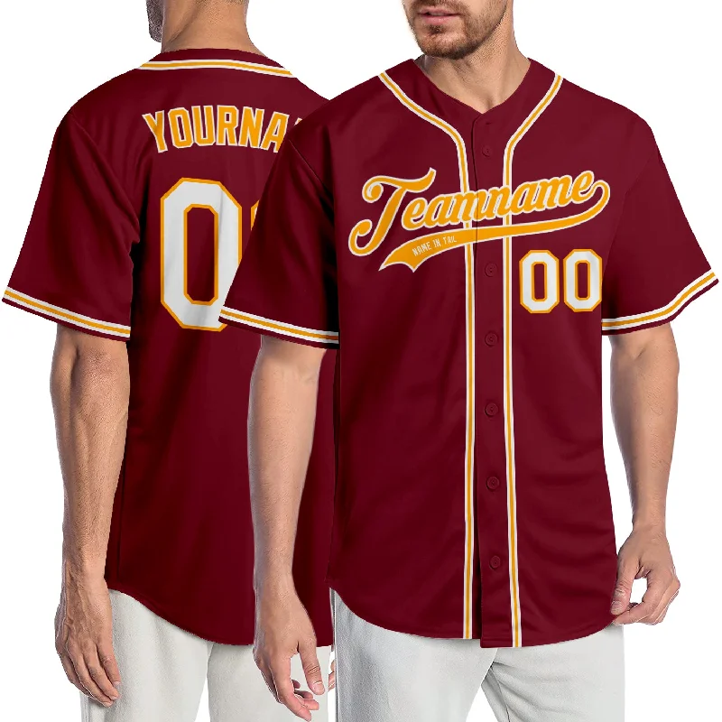 Youth baseball jerseys for boysCustom Crimson White-Gold Authentic Baseball Jersey