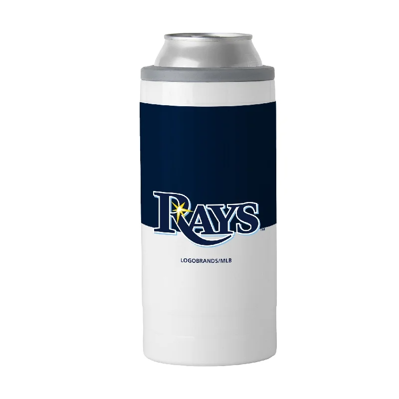 Team cups for trivia competitionsTampa Bay Rays Slim Colorblock Can Coolie