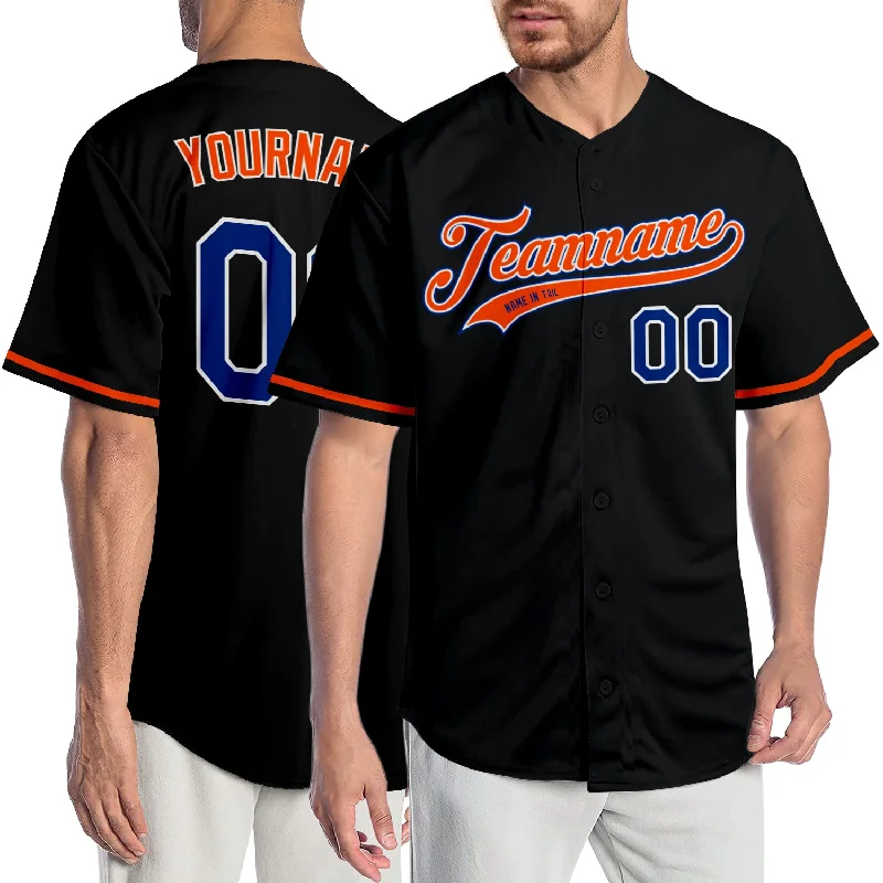 Vintage baseball jerseys for collectorsCustom Black Royal-Orange Authentic Baseball Jersey