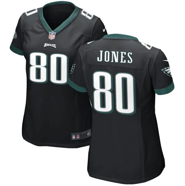 Personalized soccer jerseys for school sportsWomen's Philadelphia Eagles #80 Julio Jones Black Football Stitched Jersey(Run Small)