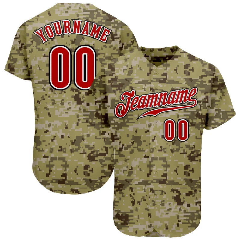 Comfortable baseball jerseys for warm weatherCustom Camo Red-Black Authentic Salute To Service Baseball Jersey