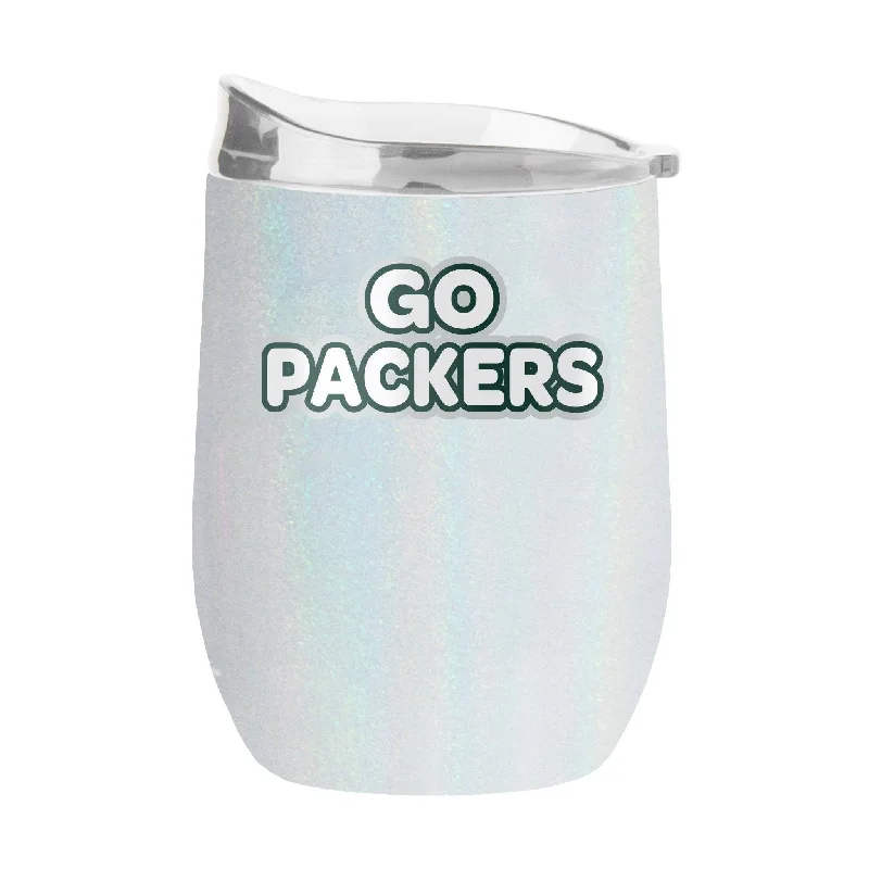 Custom team cups for sportsGreen Bay Packers 16oz Bubble Iridescent Curved Tumbler