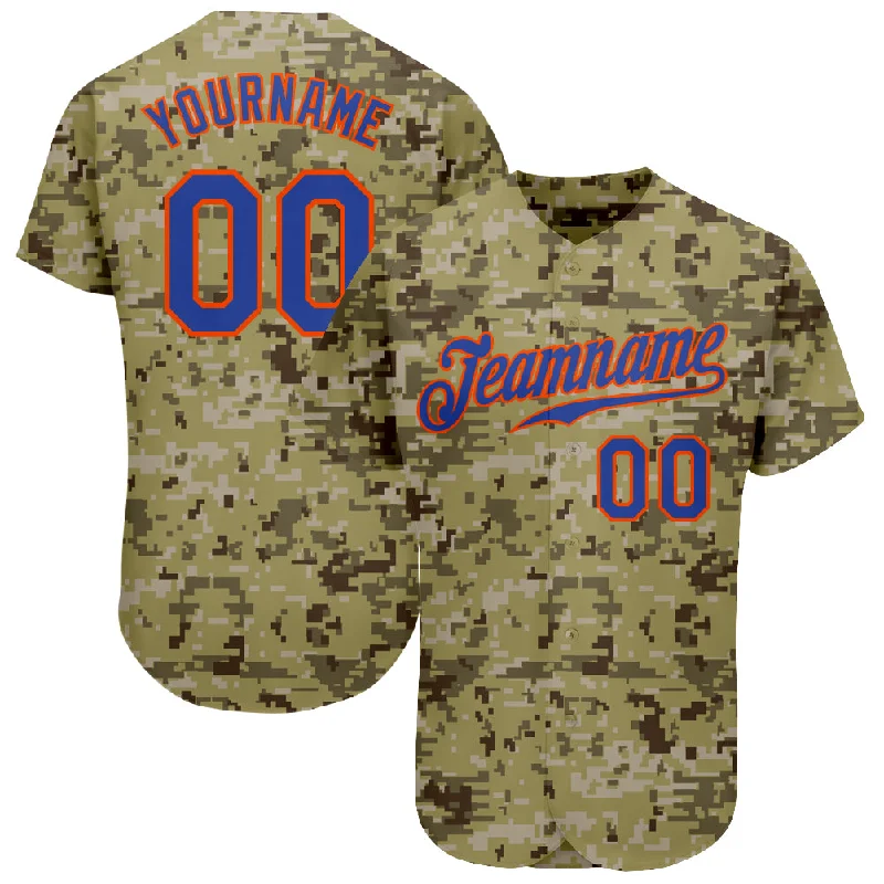 Custom baseball jerseys for teamsCustom Camo Royal-Orange Authentic Salute To Service Baseball Jersey