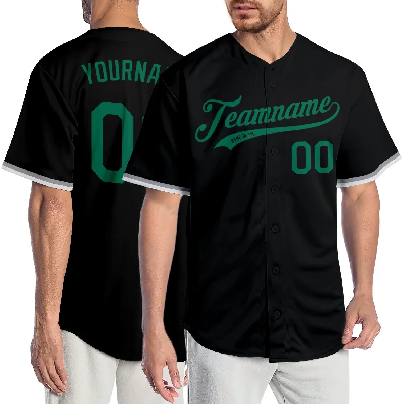 Baseball jerseys for youth athletesCustom Black Kelly Green Authentic Baseball Jersey