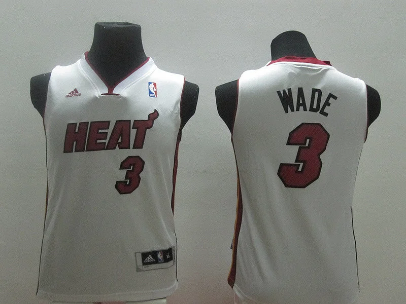 Basketball jerseys for casual wearHeat 3 Wade White New Revolution 30 Youth Basketball Jersey