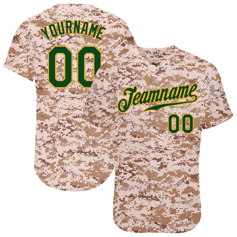 Personalized baseball jerseys for menCustom Camo Green-Gold Authentic Salute To Service Baseball Jersey