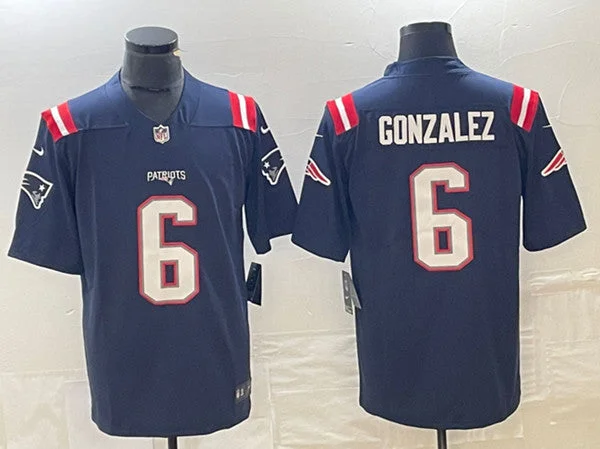 Soccer jerseys for men with custom printsMen's New England Patriots #6 Christian Gonzalez Navy Vapor Untouchable Limited Football Stitched Jersey