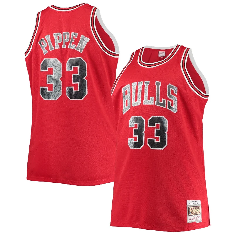 Basketball jerseys with mesh fabric for ventilationScottie Pippen Chicago Bulls Big & Tall 1997/98 75th Anniversary Diamond Swingman Basketball Jersey - Red