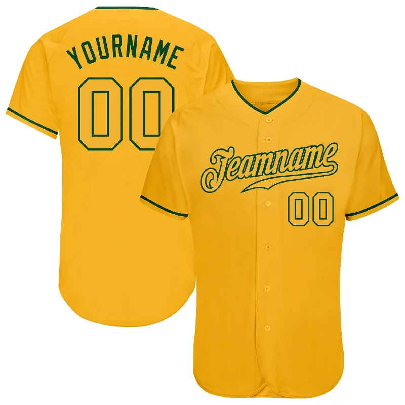 Baseball jerseys for summer leaguesCustom Gold Gold-Green Authentic Baseball Jersey