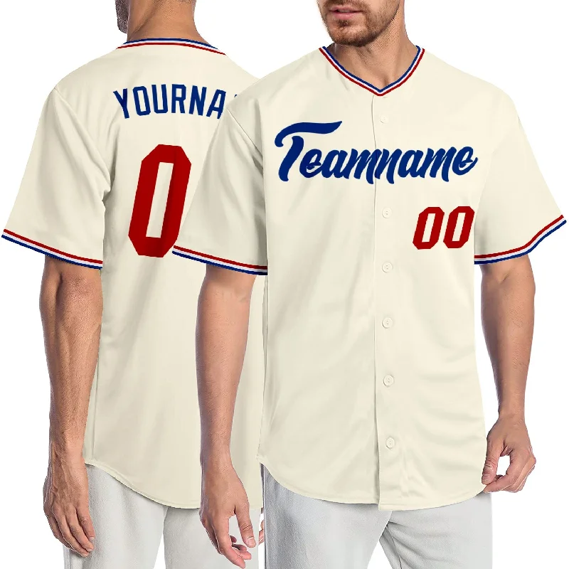 Vintage baseball jerseys for collectorsCustom Cream Red-Royal Authentic Baseball Jersey