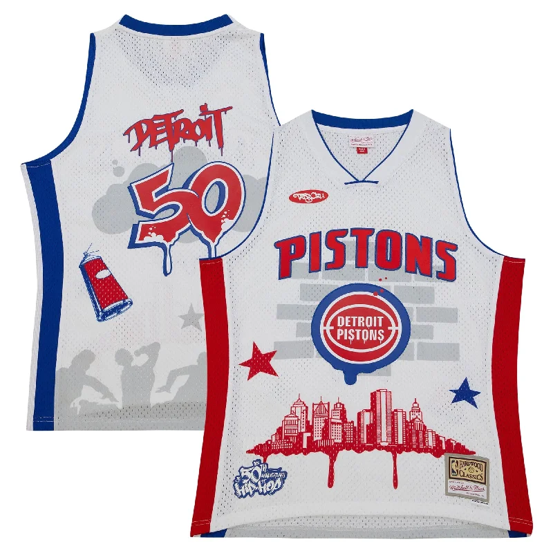 Custom basketball jerseys for fansDetroit Pistons X Tats Cru Hardwood Classics Fashion Basketball Jersey - White