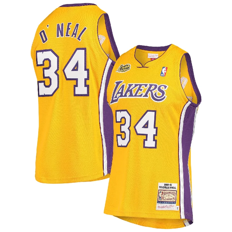 Personalized basketball jerseys for special eventsShaquille O'neal Los Angeles Lakers 2000 Finals Hardwood Classics Basketball Jersey - Gold