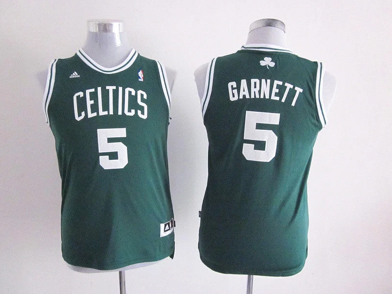 Custom basketball jerseys for fansCeltics 5 Garnett Green New Fabric Youth Basketball Jersey