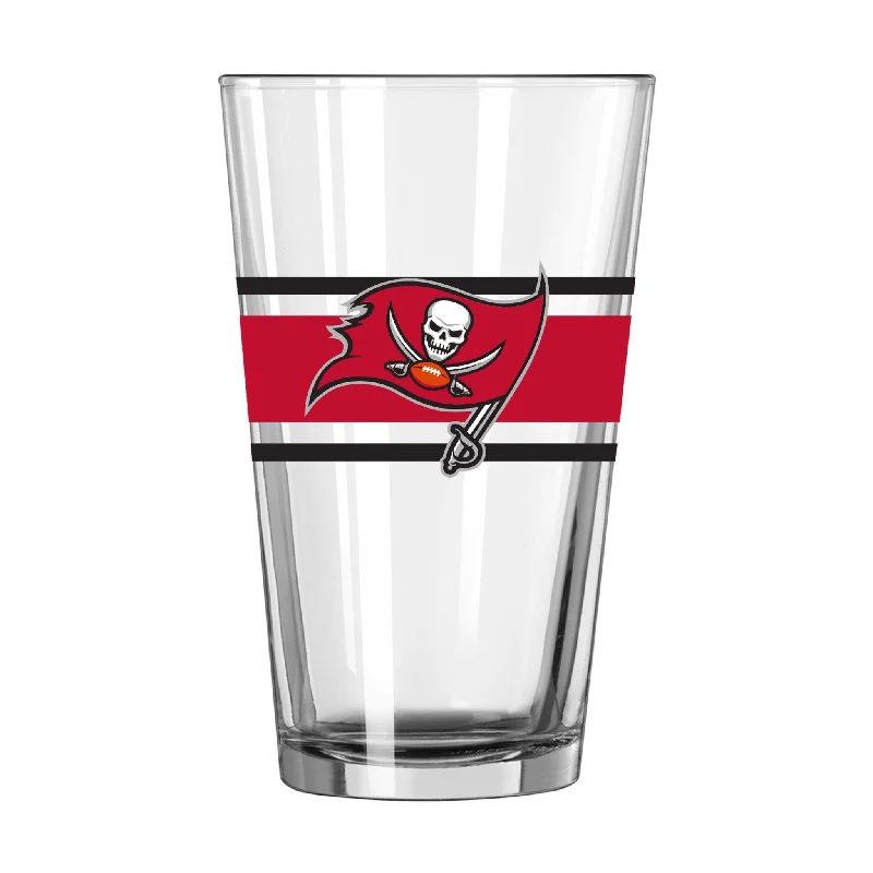 Engraved team cups for winnersTampa Bay Buccaneers 16oz Stripe Pint Glass