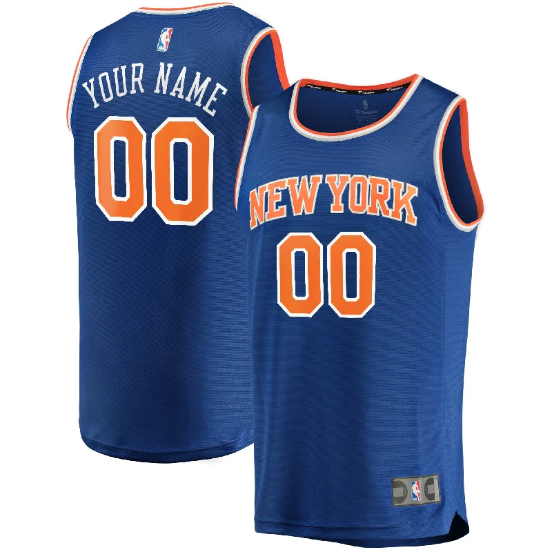 Basketball jerseys with mesh fabric for ventilationNew York Knicks Branded Fast Break Custom Basketball Jersey Blue - Icon Edition