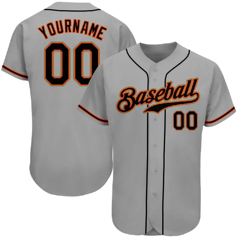 Baseball jerseys for youth athletesCustom Gray Black-Orange Authentic Baseball Jersey